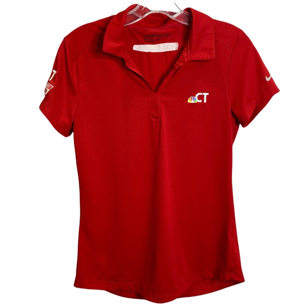 Nike Golf Women's Polo Shirt Dri-Fit‎ Red Short Sleeve NBC Connecticut Logo Sz S